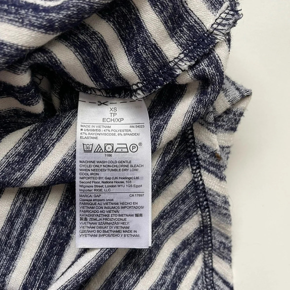 GAP Navy Blue & White Striped Brushed Round Hem Shirt Midi Dress Xsmall Women’s - Picture 9 of 10